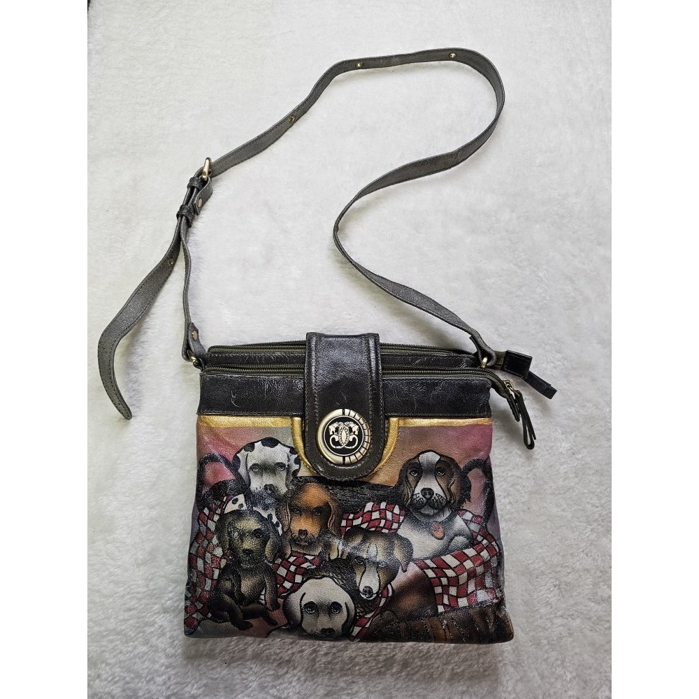 Original By Sharif Crossbody Leather‎ Handbag Dog Print